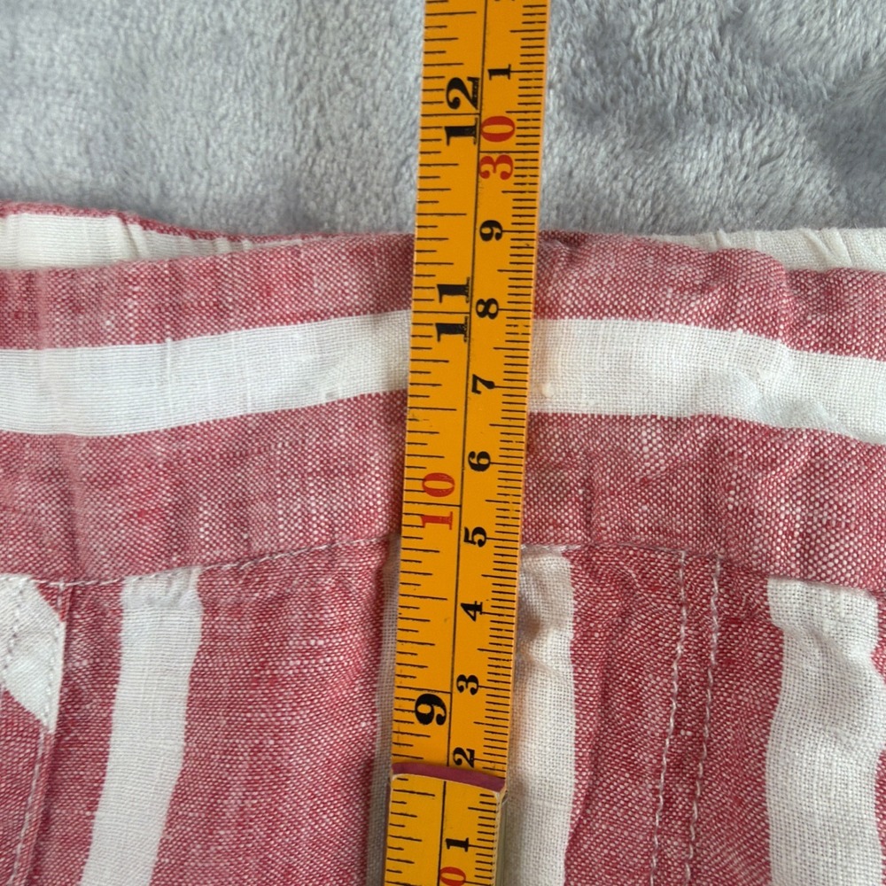 Nicole Miller New York Womens M Red White Stripe 100% Linen Shorts High Rise - Picture 9 of 9